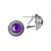 AE-6114-AM Sterling Silver Earring With Amethsyt Jewelry Bali Designs Inc